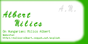 albert milics business card